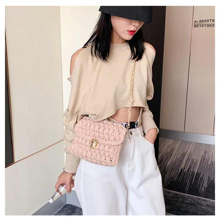 Borsa a tracolla uncinetto colorata Fatta a mano, stile boho