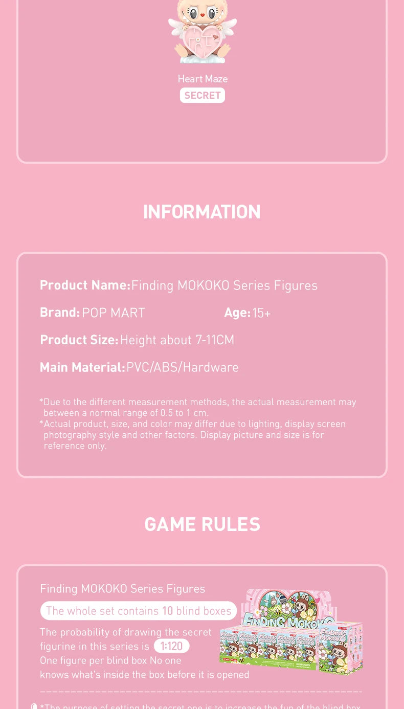 Mokoko figura segreta “Heart Maze” Labubu in cartone blind box