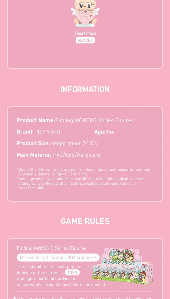 Mokoko figura segreta “Heart Maze” Labubu in cartone blind box