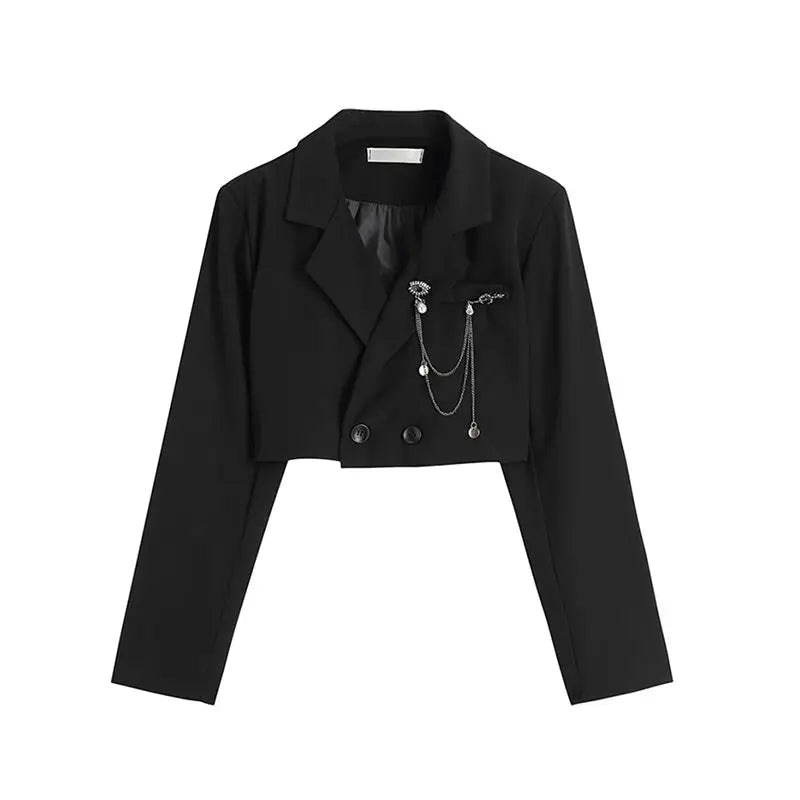 Blazer Donna Crop Punk Gothic con Catena – Giacca Streetwear