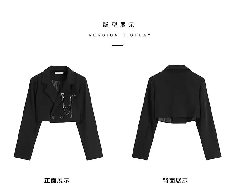 Blazer Donna Crop Punk Gothic con Catena – Giacca Streetwear