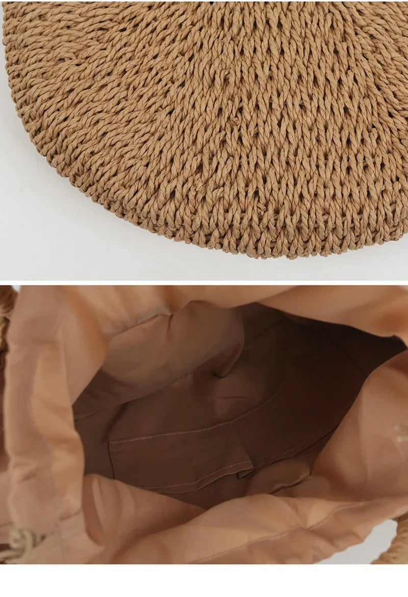Moon Bag in paglia intrecciata – Borsa estiva a mezzaluna in tre dimensioni (S, M, L)