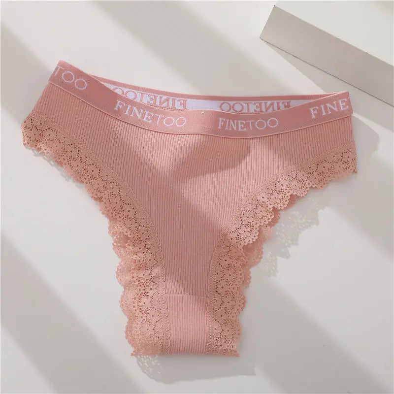 Set perizomi donna seamless in cotone + pizzo – vita bassa, T-back, soft comfort, taglie da M a 2XL