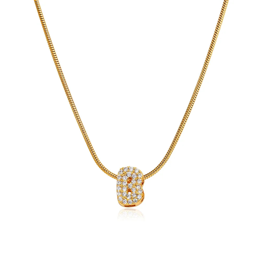 Collana iniziale personalizzabile A–Z con pavé di zirconi – acciaio, elegante