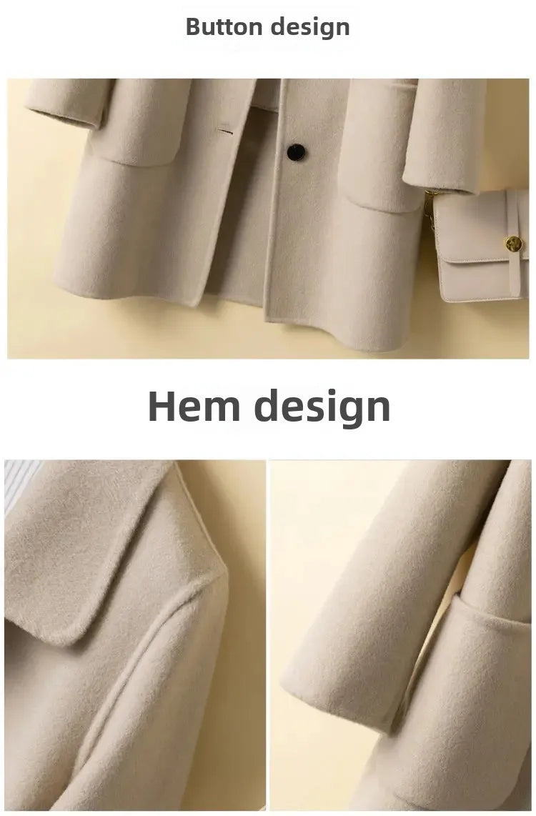 Cappotto in lana donna – Overcoat doppio lato, taglio medio, stile elegante per autunno e inverno