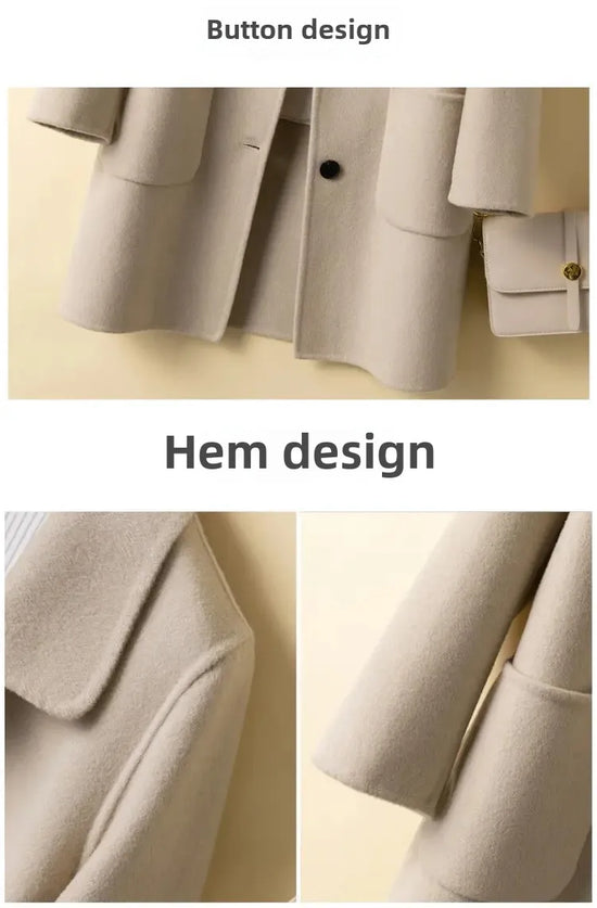 Cappotto in lana donna – Overcoat doppio lato, taglio medio, stile elegante per autunno e inverno
