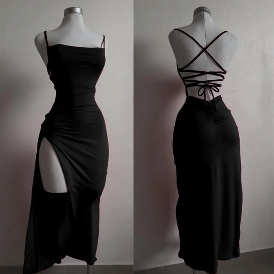 Abito halter a maniche lunghe donna – vestito corto “bag-hip”, sensuale