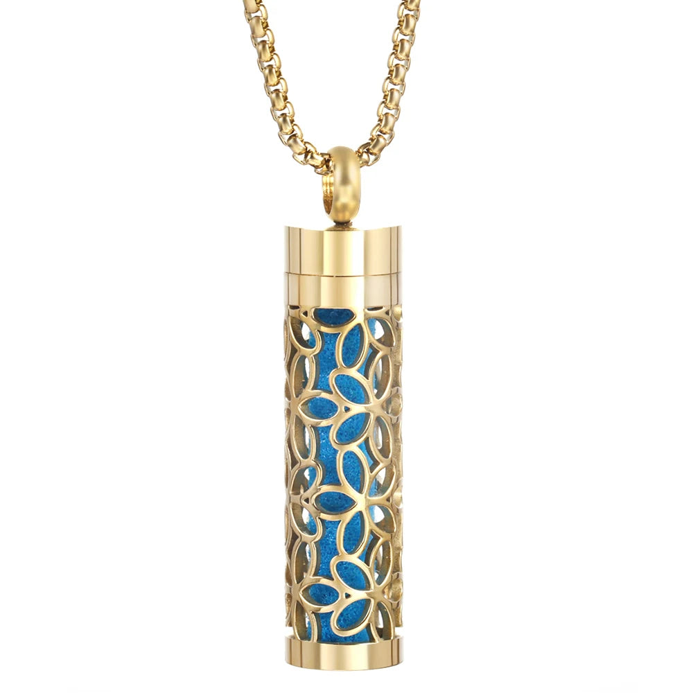 Collana dorata con diffusore per oli essenziali in acciaio inox – Gioiello aromaterapico profumato per donna