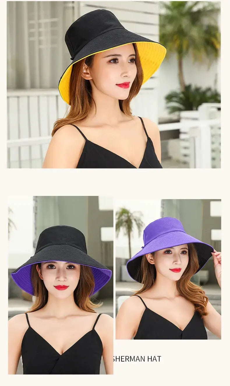 Cappello Estivo da Pescatore Donna – Visiera Larga Anti-UV Doppio Lato per Mare e Città