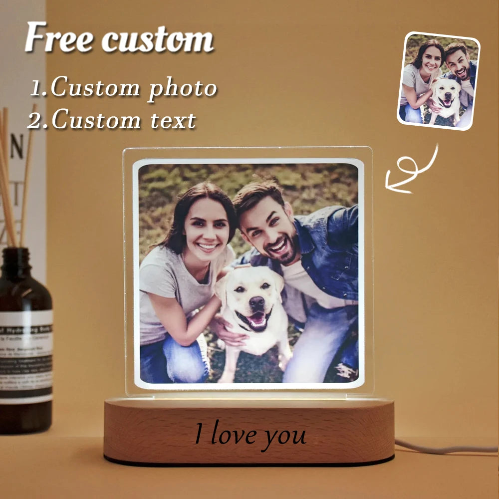 Lampada LED 3D Personalizzata con Foto, Nome e Data – Regalo Romantico per Coppie