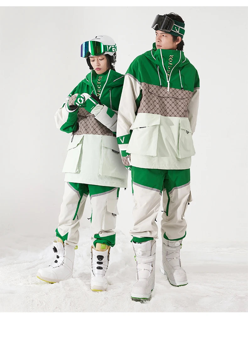 Tuta da sci unisex con cappuccio e dettagli riflettenti – giacca imbottita, impermeabile e termica per sport invernali
