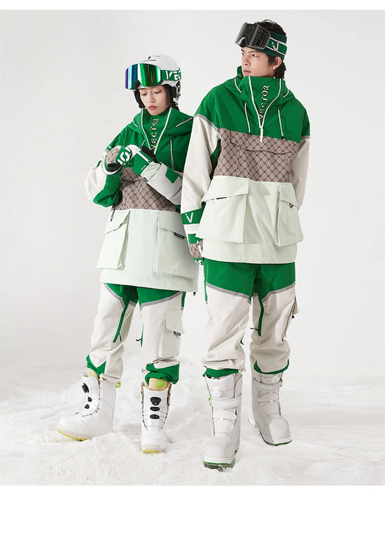Tuta da sci unisex con cappuccio e dettagli riflettenti – giacca imbottita, impermeabile e termica per sport invernali