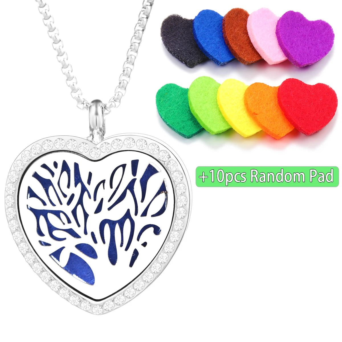 Collana Diffusore a Cuore con Strass in Acciaio Inox – Ciondolo Aromaterapia per Profumi e Oli Essenziali