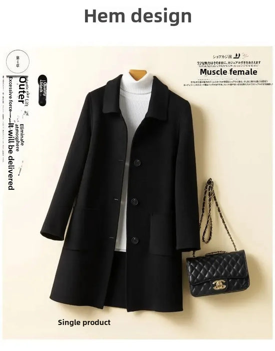 Cappotto in lana donna – Overcoat doppio lato, taglio medio, stile elegante per autunno e inverno