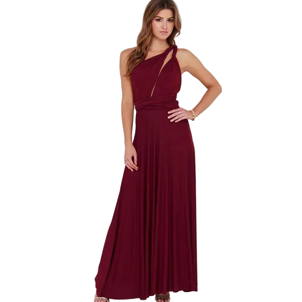 Abito Lungo Multiway Donna con Scollo a V – Vestito Trasformabile Elegante