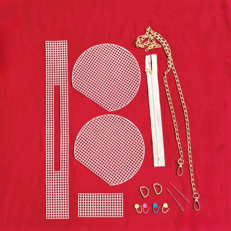 Kit Fai-da-Te per Borse Intrecciate all’Uncinetto – Materiali Completi con Tela, Nastro e Strumenti