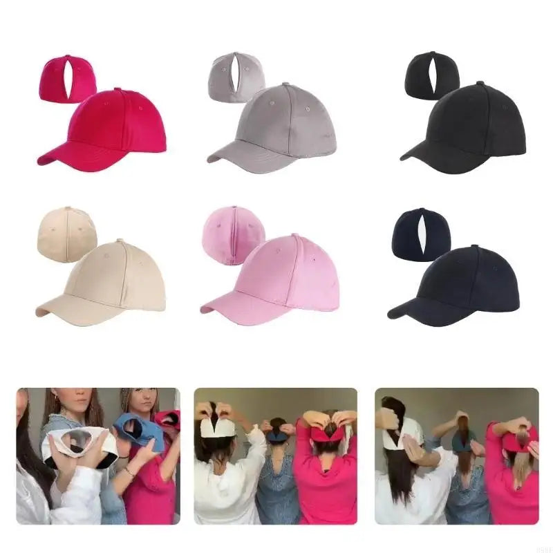 Ponytail Cap da Donna in Cotone – Cappellino sportivo regolabile con foro posteriore per capelli lunghi, ideale per fitness e uso quotidiano