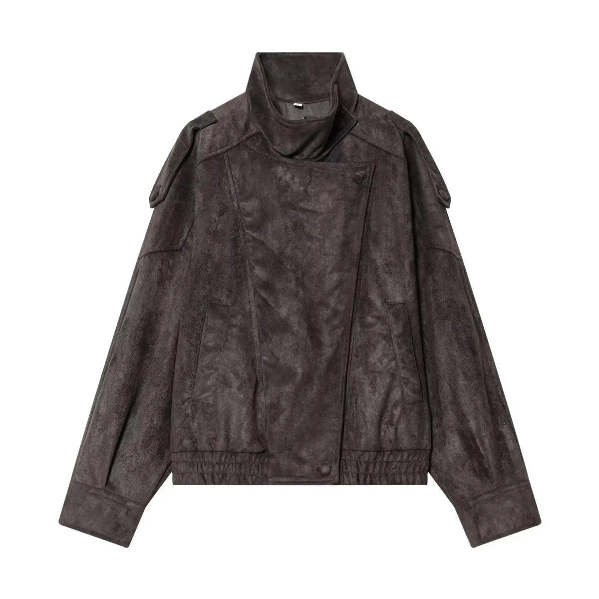 Giacca Effetto Camoscio Donna con Collo Alto e Zip - immagine 16