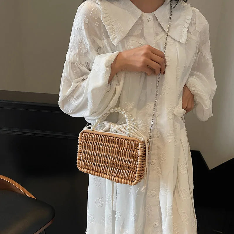 Borsa in Paglia con Perle Donna – Stile Boho Chic Estivo