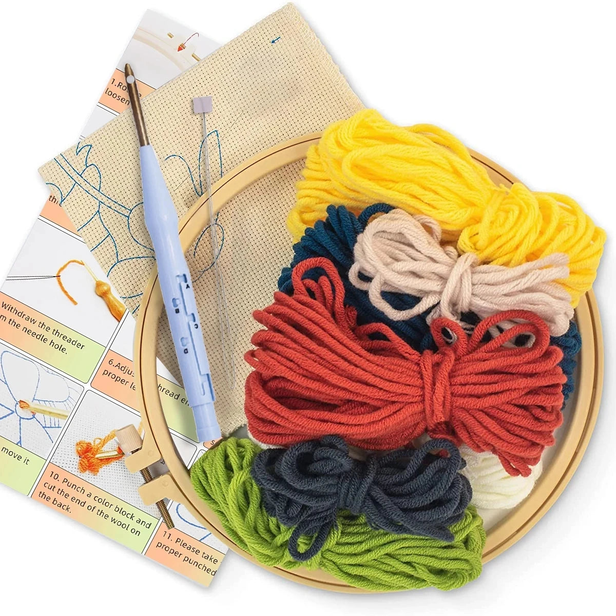 Kit Punch Needle Animali – Ricamo DIY Facile per Principianti
