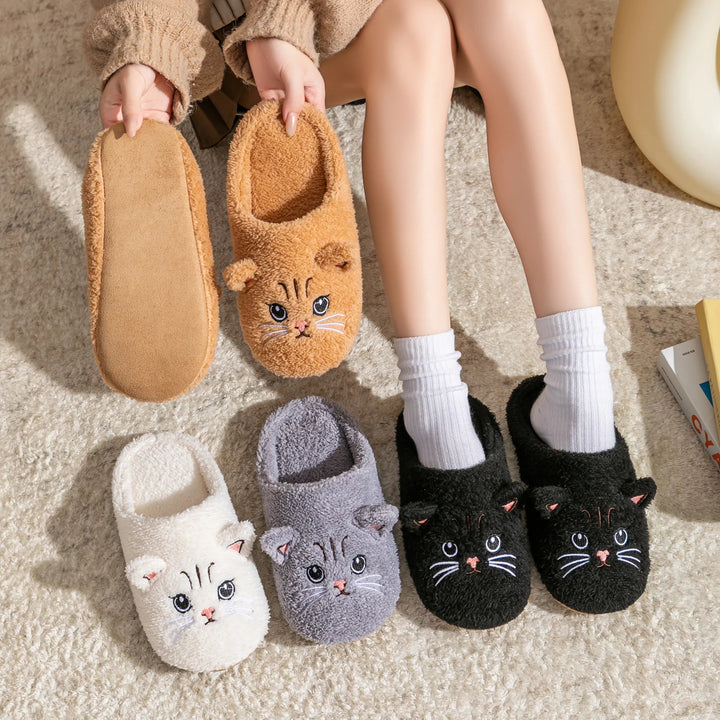 Pantofole Peluche Gatto Unisex per Casa, Invernali, Antiscivolo, Morbide e Calde