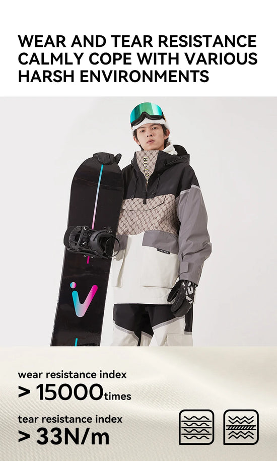 Tuta da sci unisex con cappuccio e dettagli riflettenti – giacca imbottita, impermeabile e termica per sport invernali