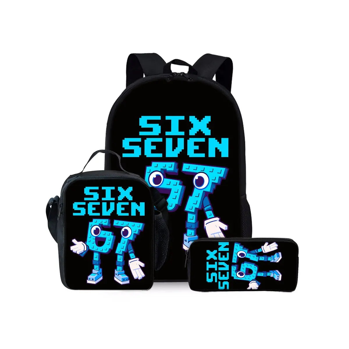New Colorful Number 67 Print Three Piece Set Backpacks for Boy and Girls Best Gifts 2D Flat Cartoon School Bag for Children