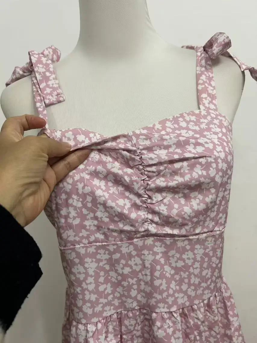 Abito mini estivo 2025 con stampa, scollo halter, spalline regolabili – Vestito donna fresco e unico