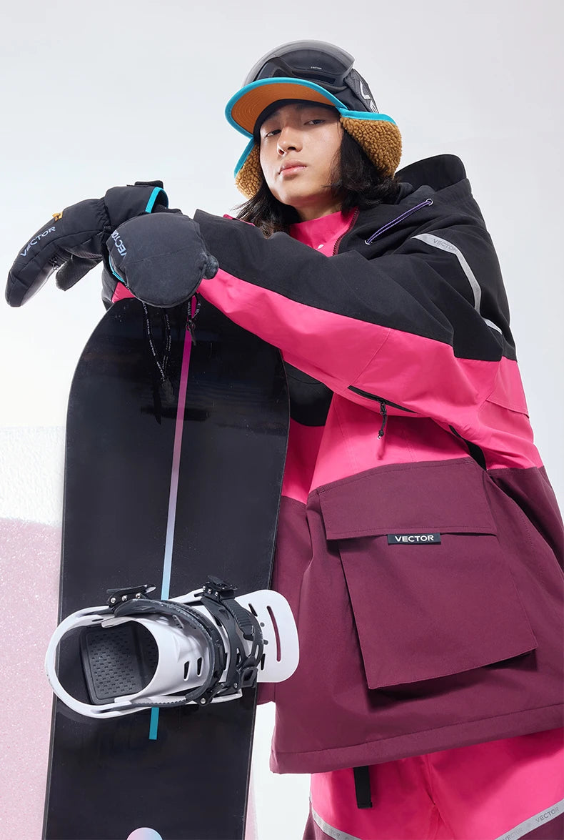 Tuta da sci unisex con cappuccio e dettagli riflettenti – giacca imbottita, impermeabile e termica per sport invernali