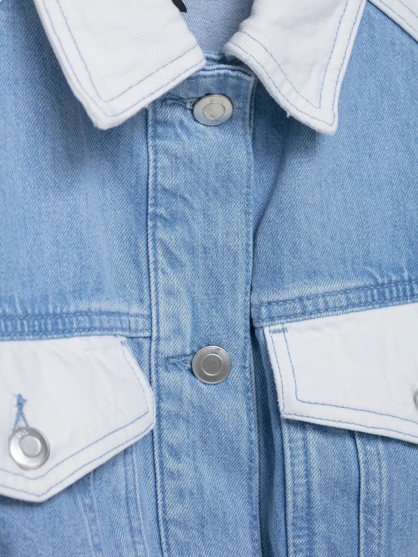 Set patchwork denim donna 2025 ‒ completo giacca monopetto + pantaloni wide-leg, look autunnale fashion con tasche