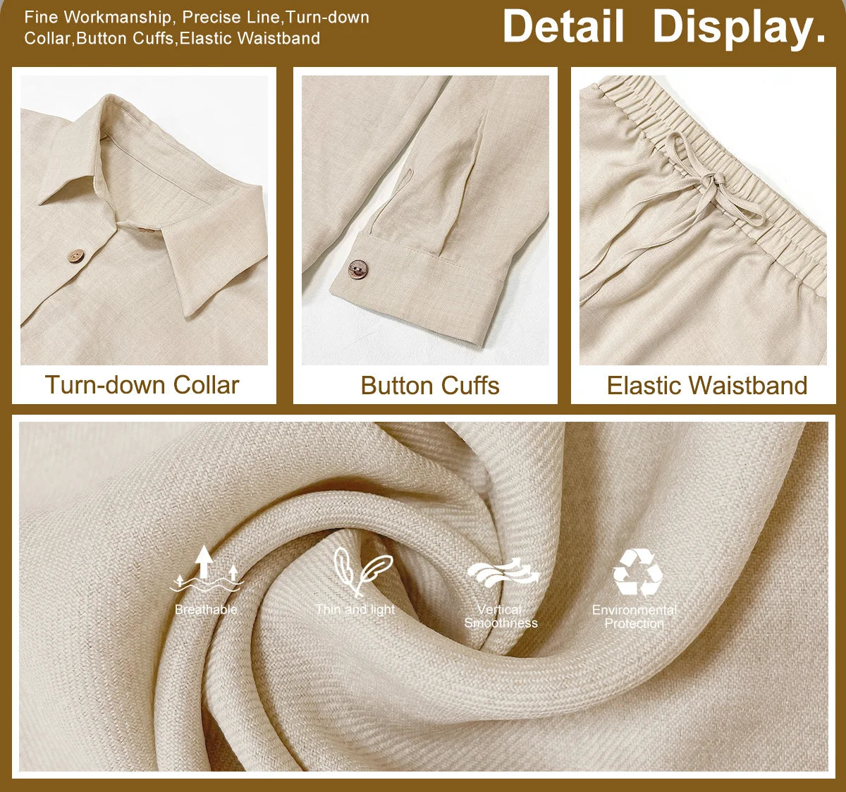 Set donna primavera–estate 2025 – camicia con bottoni e pantaloni wide-leg a vita alta