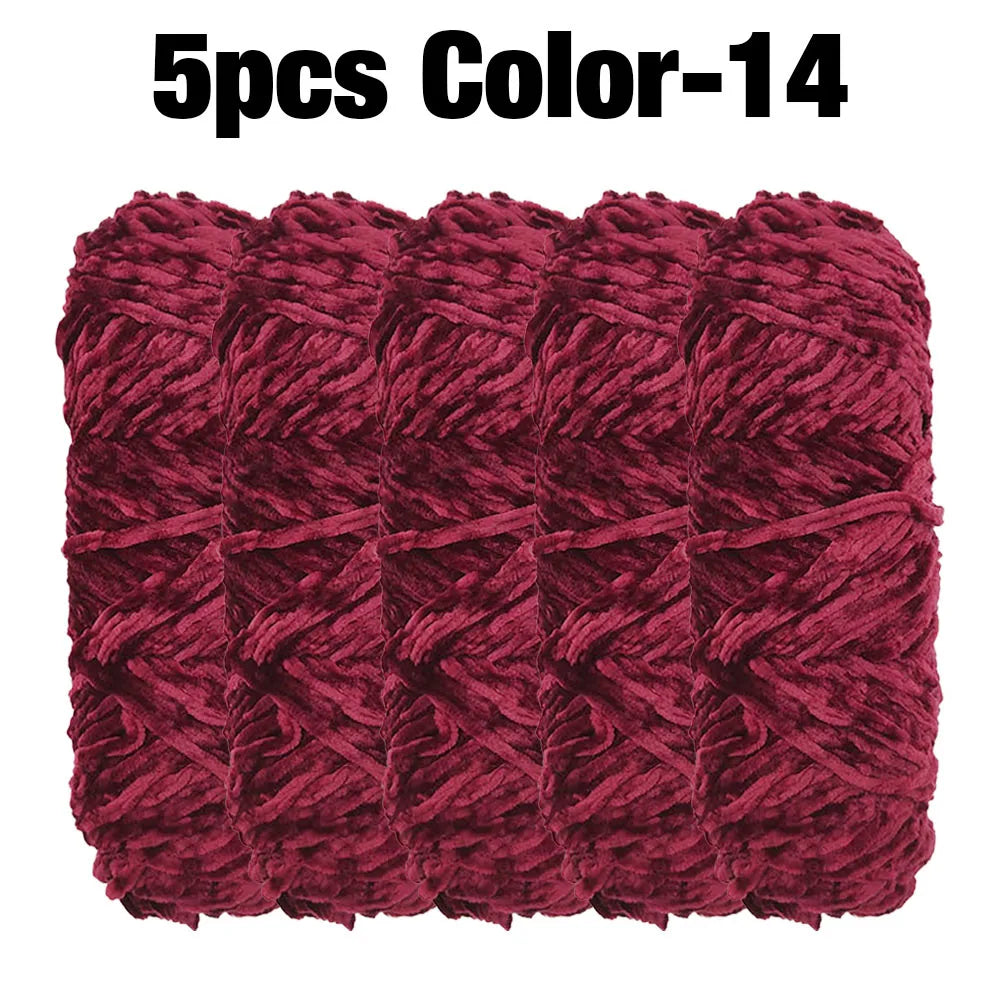 Set 5 rotoli filato ciniglia velluto 100 g – filo morbido e caldo per coperta, maglione, cuscini, DIY