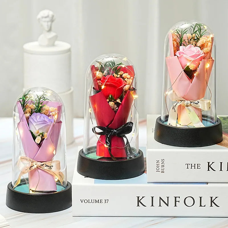 Rosa Eterna Illuminata LED in Cupola di Vetro – Decorazione & Regalo Romantico