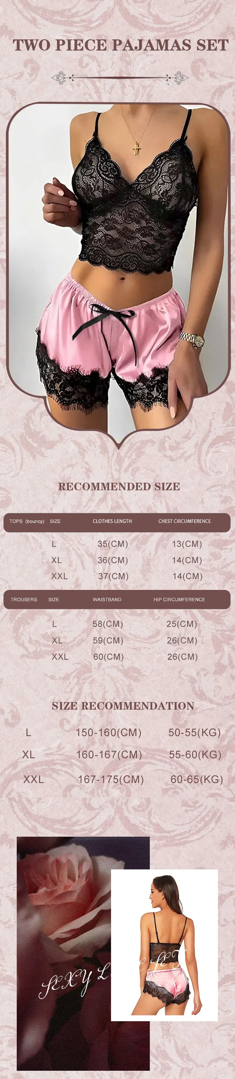 Completo Pigiama Sexy in Pizzo – Bralette e Shorts Coordinati 2 pezzi