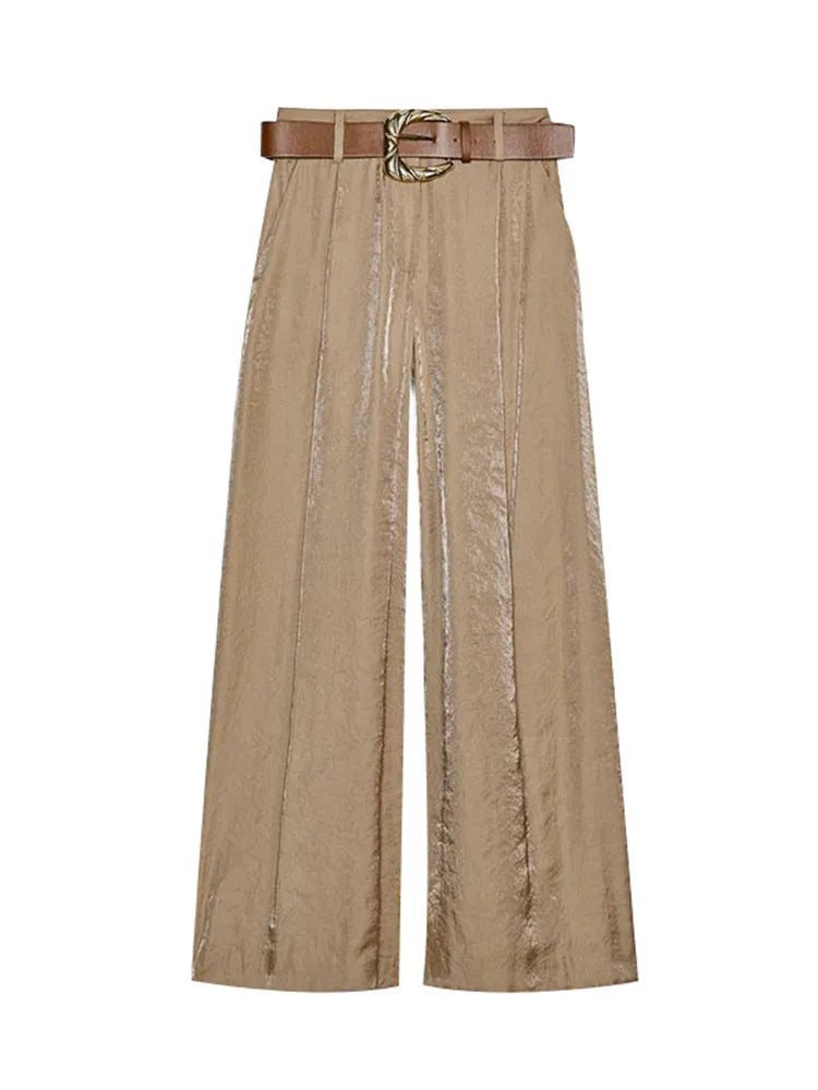 Completo donne 2025 – Pantaloni vita alta largo + body + top in coordinato con cintura inclusa