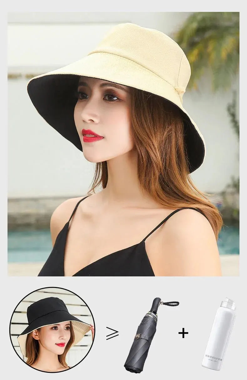 Cappello Estivo da Pescatore Donna – Visiera Larga Anti-UV Doppio Lato per Mare e Città