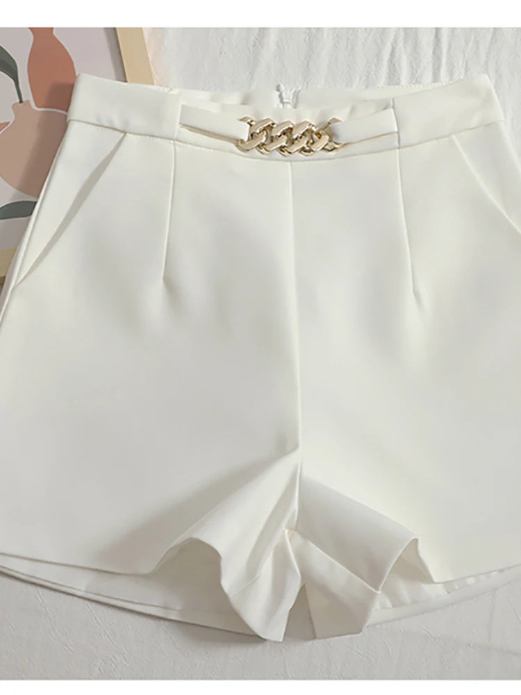 Shorts eleganti donna Heliar – A vita alta con zip e cintura femminile