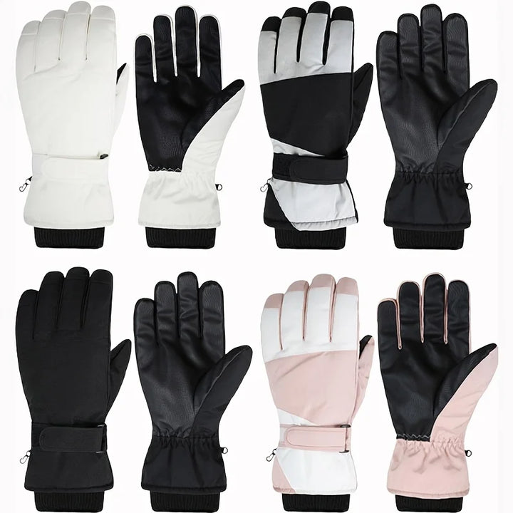 Winter Ski Gloves for Women Men Solid Color Windproof Warm Gloves Waterproof Touch Screen Gloves Cycling Sports Accessories