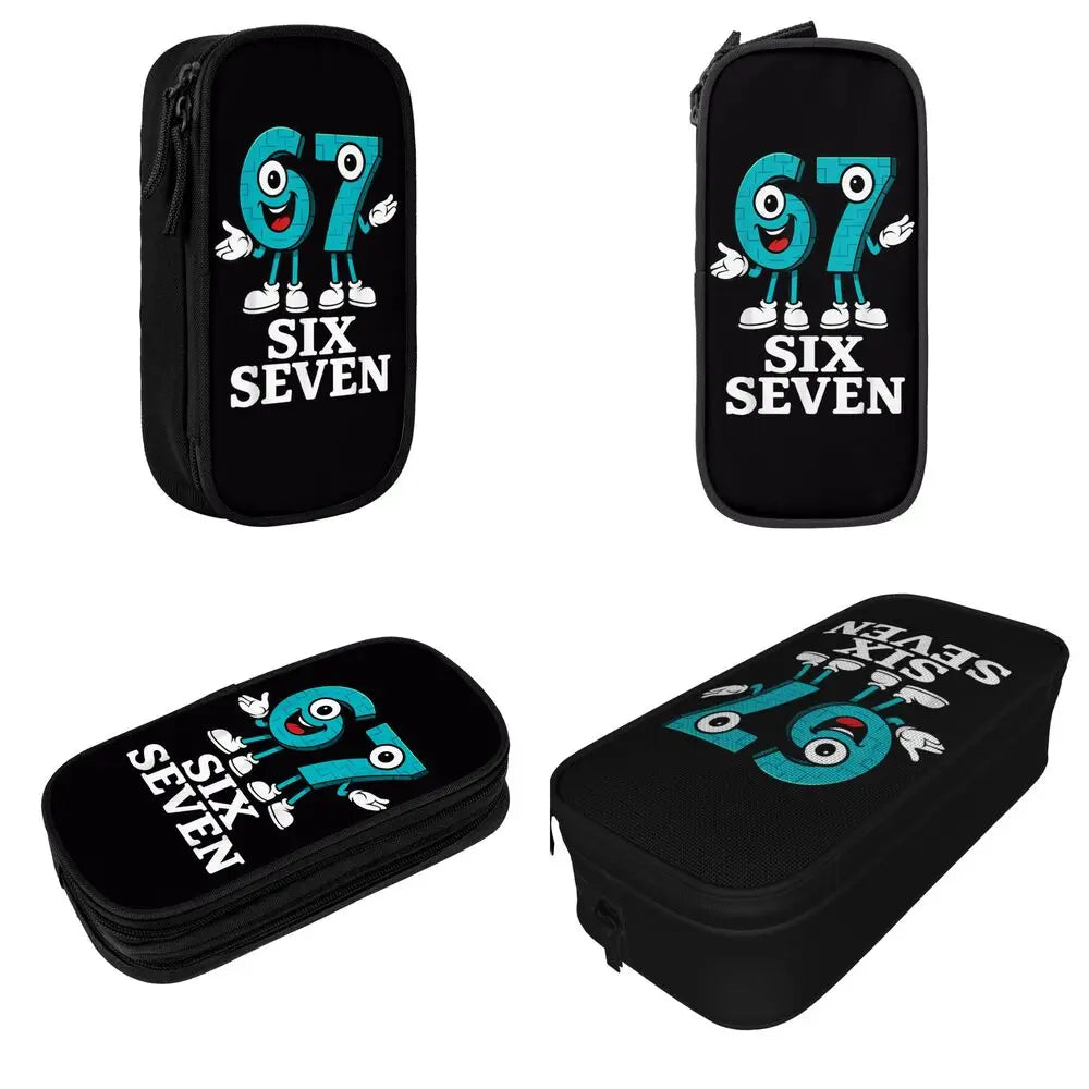 Meme 6 7 Six Seven Italian Steal A Brainrot 67 Pencil Case Canvas Pencil Box Child Vintage College School Pencil Cases Supplies