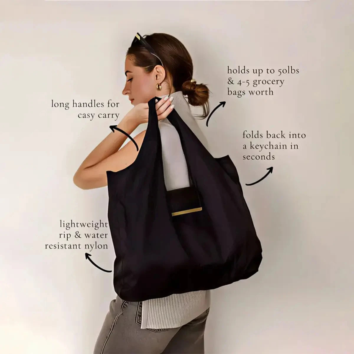 Borsa Pieghevole Portachiavi – Shopper Riutilizzabile per Spesa e Viaggio