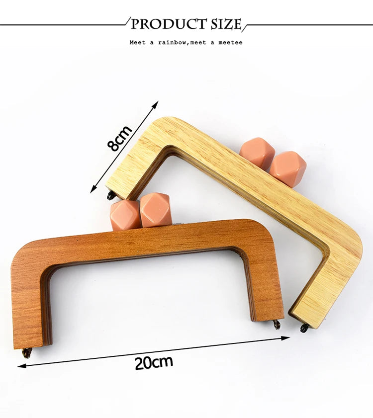 Set di manici in legno da 20 cm per borse – Chiusura a bacio per cucito fai-da-te, confezione da 1, 2 o 5 pezzi