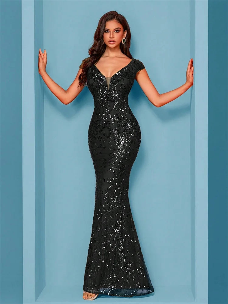 Abito Mylly Lungo Elegante – Dress Cerimonia con Paillettes per Damigelle e 18°