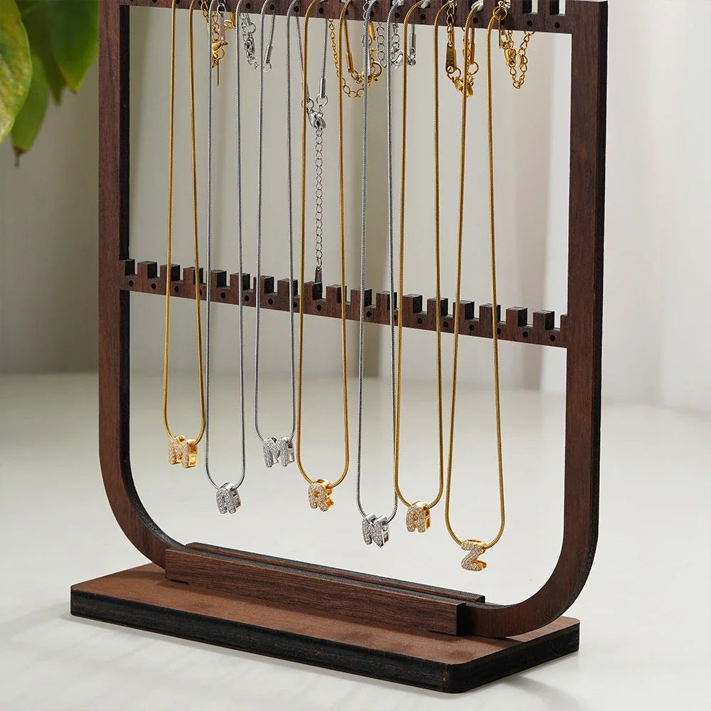 Collana iniziale personalizzabile A–Z con pavé di zirconi – acciaio, elegante