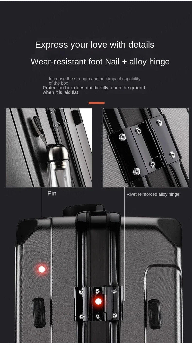 Trolley rigido alluminio 20-26″ cabina/da viaggio con serratura TSA + porte USB – valigia leggera e professionale