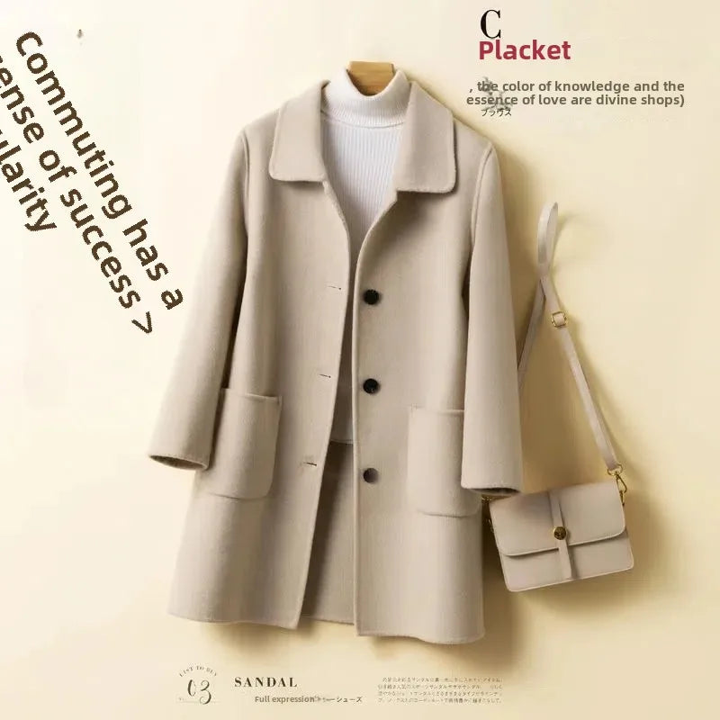 Cappotto in lana donna – Overcoat doppio lato, taglio medio, stile elegante per autunno e inverno
