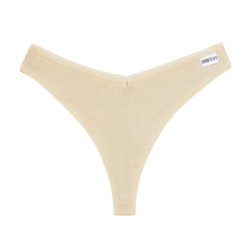 Set 3 pezzi perizomi donna G-string in cotone waffle a vita bassa – underwear sexy comfort quotidiano
