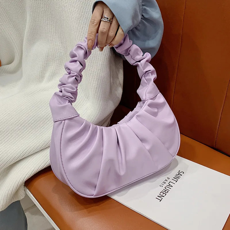 Borse a mano plissettate alla moda per donna, borse a nuvola per il tempo libero, borse a tracolla