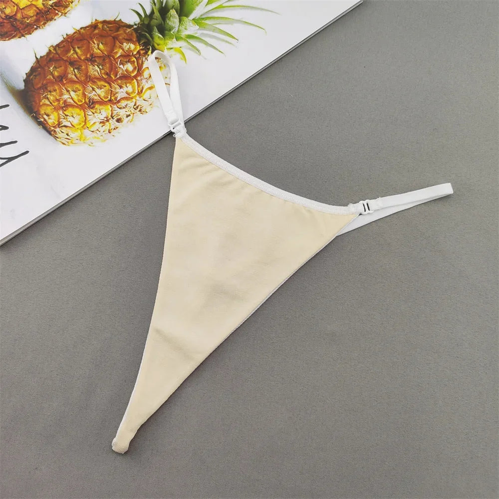 Perizoma sexy a due strati in cotone con schiena a T, da donna, a vita bassa, con stampa zebra/serpente/leopardo, senza cuciture