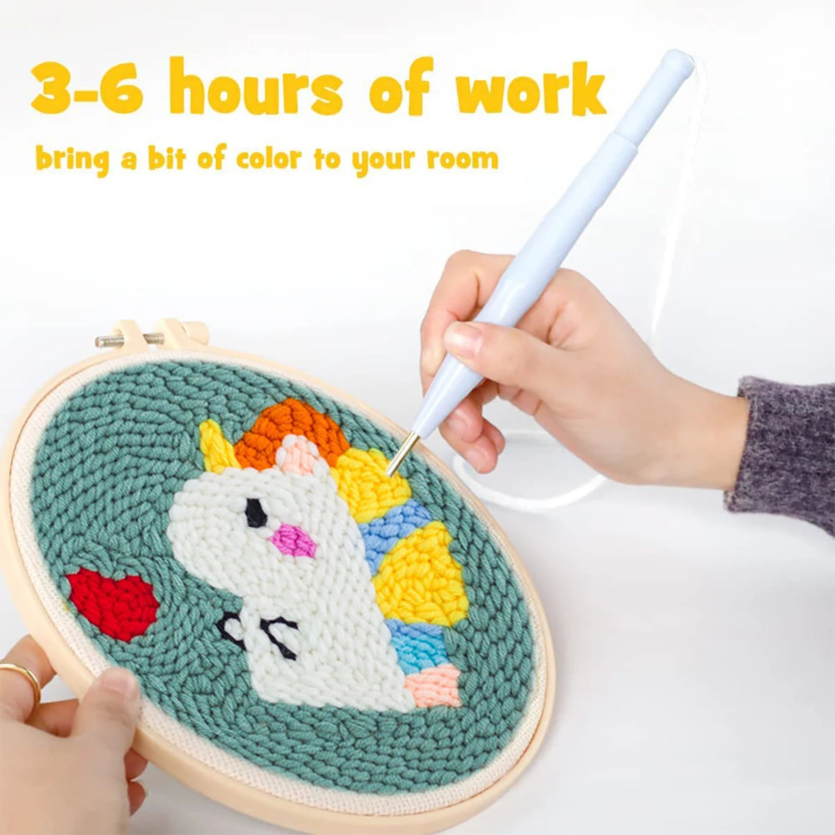 Kit Punch Needle Funghi e Fiori – Ricamo DIY Facile per Principianti