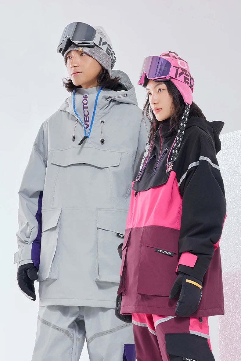 Tuta da sci unisex con cappuccio e dettagli riflettenti – giacca imbottita, impermeabile e termica per sport invernali